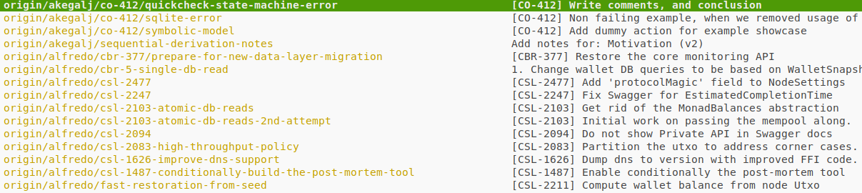 Tig shows git refs